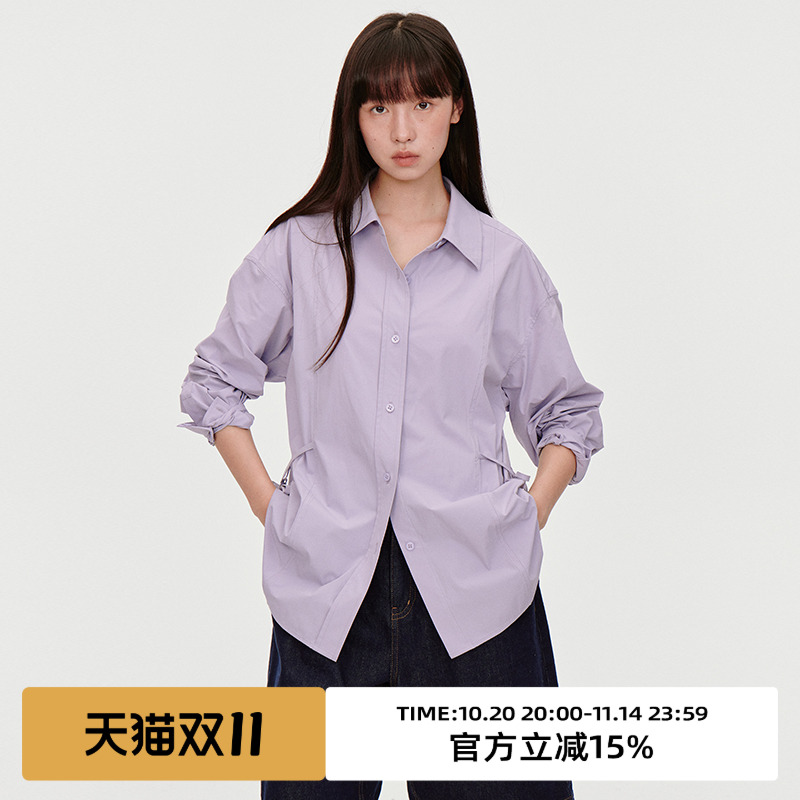 宽松版型/多穿系带设计/长袖衬衫