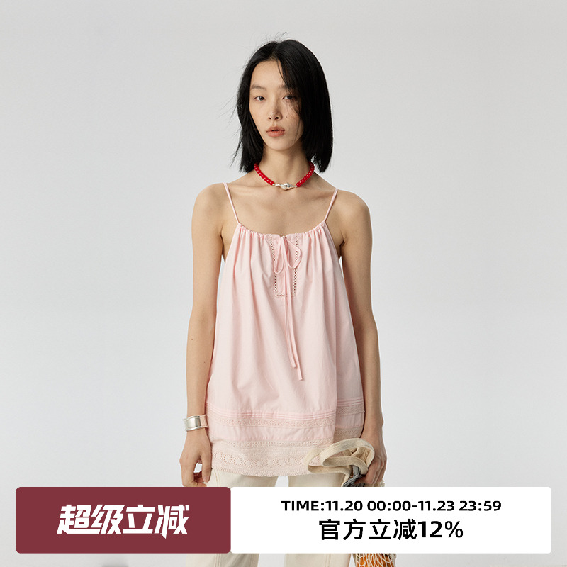 omont蛋挞家花边吊带吊带背心
