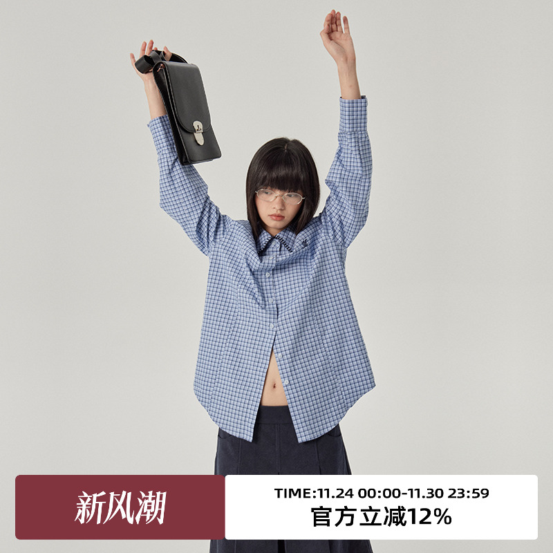 omont蛋挞家宽松单排多扣衬衫