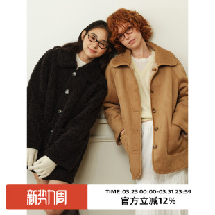 omont蛋挞家绵羊毛混纺两面穿皮毛一体外套2025冬季 宽松毛毛皮草
