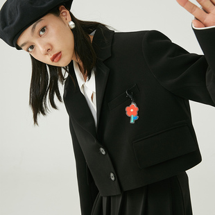 外套女2023新款 omont蛋挞家 复古休闲短款 小西装 设计感西服早秋季