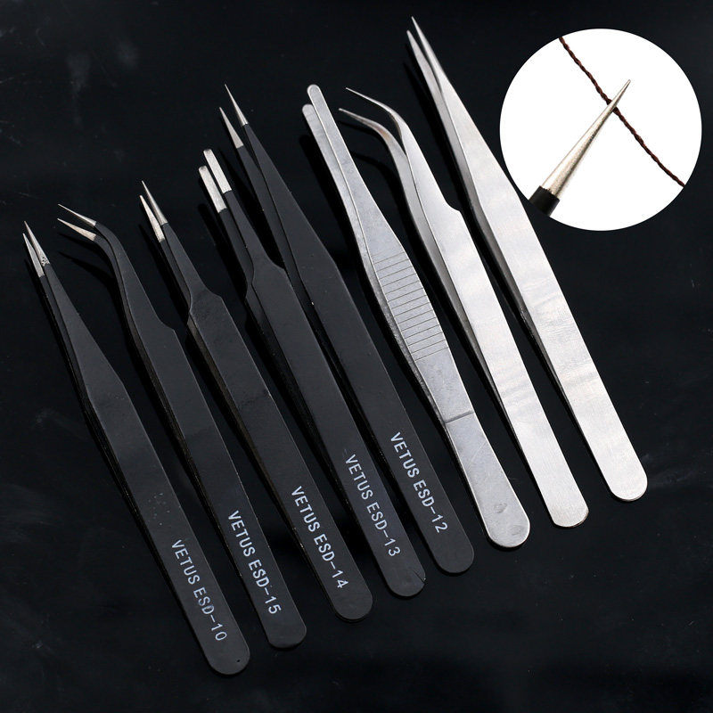尖头直镊子线夹子毛工具小手机弯头维修专用手账手工多用长不锈钢
