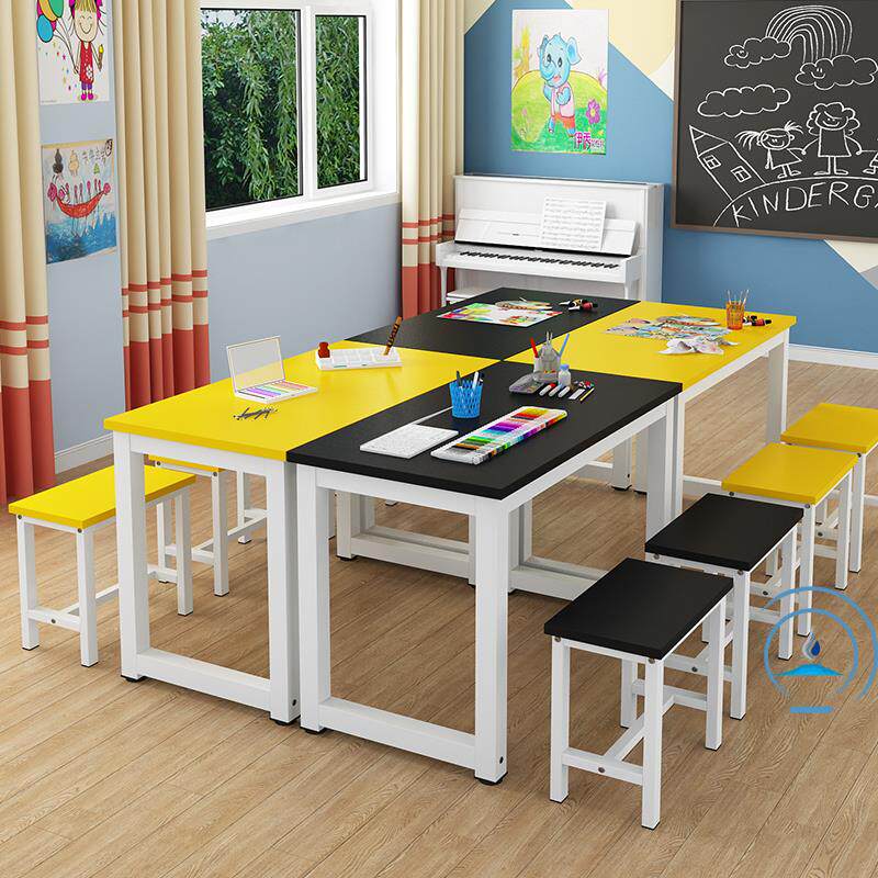 现货速发少儿幼儿园美术桌绘画桌儿童画室培训辅导班课桌椅画画桌
