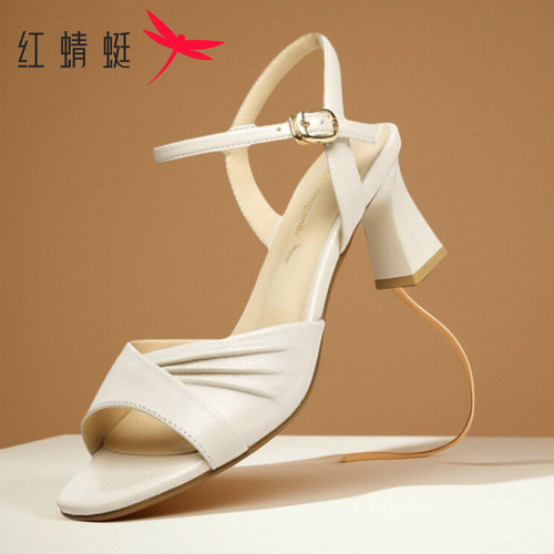 红蜻蜓夏季新款时尚气质高跟凉鞋