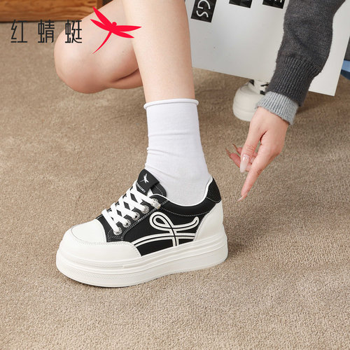 红蜻蜓女鞋厚底增高透气小白鞋女