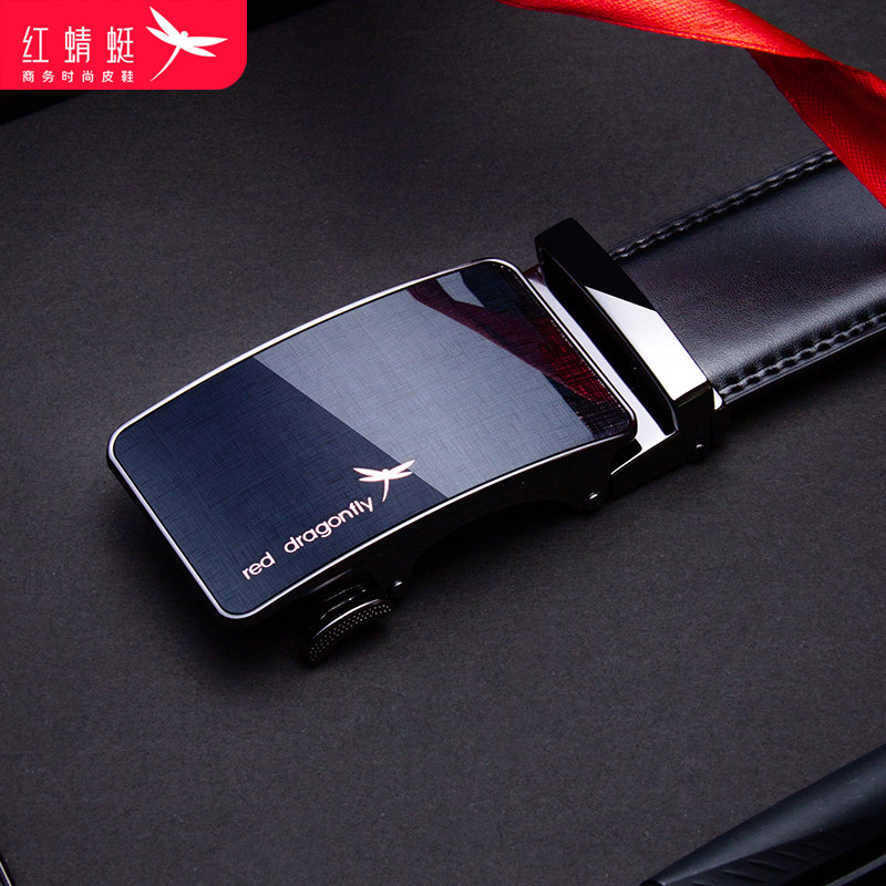 红蜻蜓皮带男士2024春新款真皮年轻人商务牛皮自动扣休闲裤腰带潮