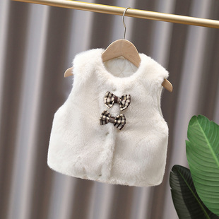 女童皮草马甲秋冬女宝洋气时髦高级感坎肩背心外穿儿童毛毛衣马夹