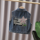 女童牛仔马甲加绒加厚秋冬2025新款 儿童坎肩背心外穿女孩洋气马夹
