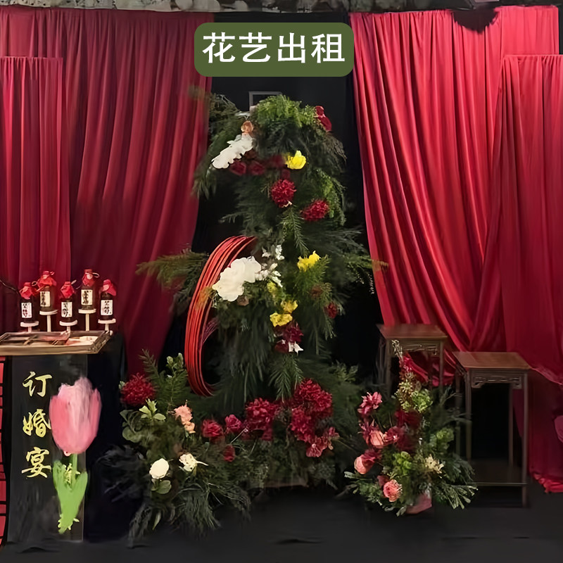 【租赁】韩系仿真花出租宝宝周岁生日宴订婚宴布置南森系红色花艺