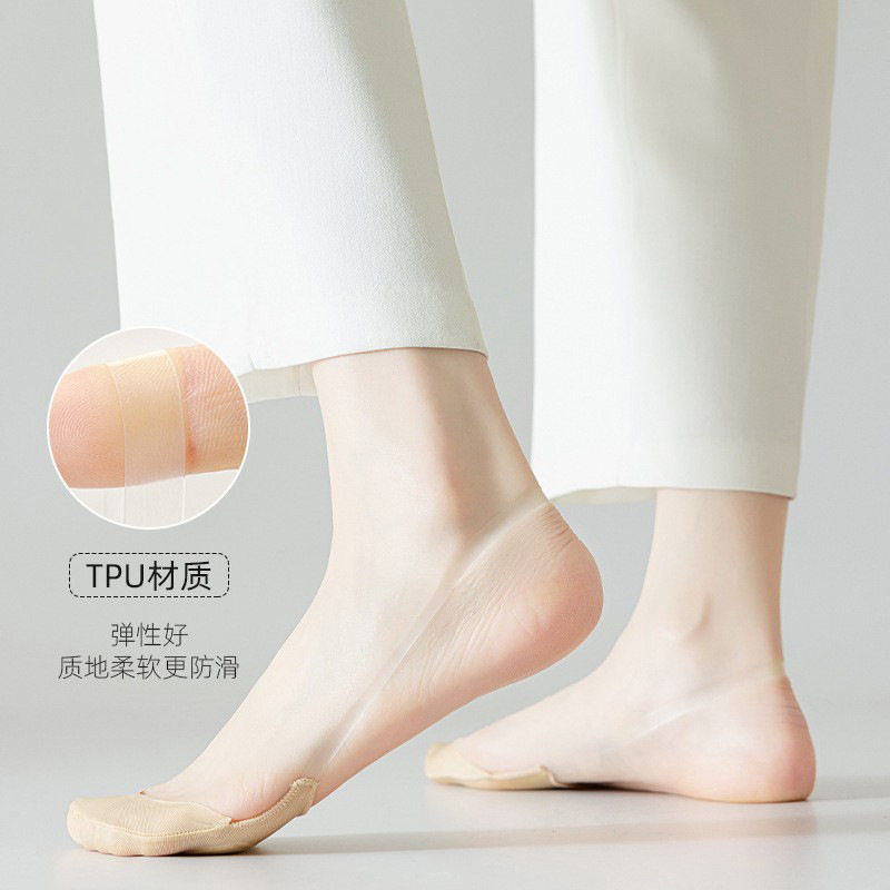 高跟鞋袜子女夏天薄款冰丝袜吊带防滑不掉跟船袜凉鞋浅口隐形女袜