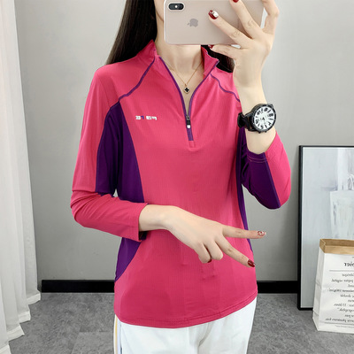 户外速干衣女冰丝长袖速干T恤徒步登山服薄款透气跑步运动上衣夏