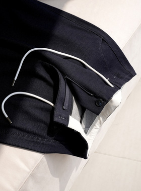 自留~率性通勤斜纹肌理棉质抽绳直筒阔腿裤女2025早秋新款G100311