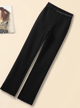 窄版直筒裤女春秋款2025新款高腰高腰裤子女休闲裤大码黑色西装裤