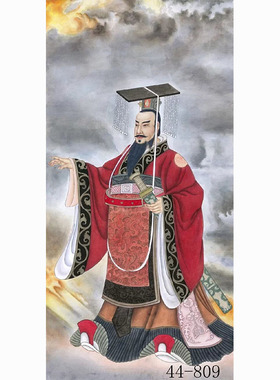 中国画人物画字画客厅餐厅沙发背景墙贴画挂画绢布千古帝王秦始皇