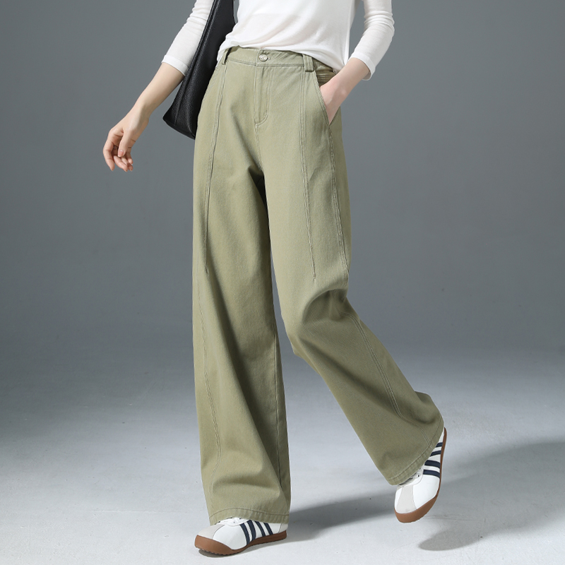 凌丹娜高腰阔腿裤女弯刀香蕉裤