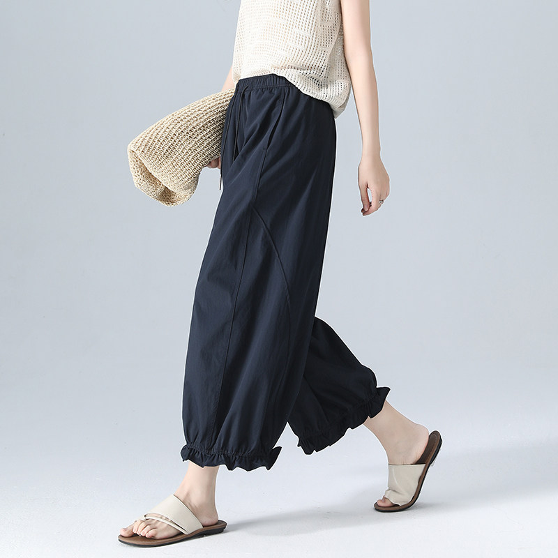 灯笼裤藏青色裤子阔腿裤女夏薄款图片