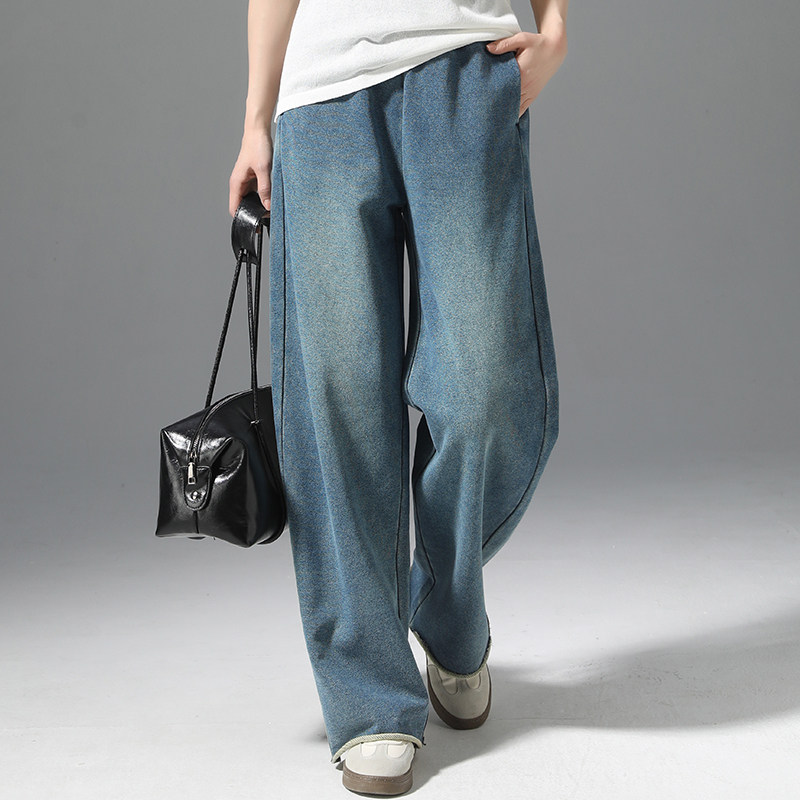 高腰阔腿牛仔裤女春秋新款宽松显瘦裤子休闲弯刀裤休闲拖地直筒裤,女装/女士精品,牛仔裤,淘宝优惠券,粉丝福利购,淘宝优惠卷