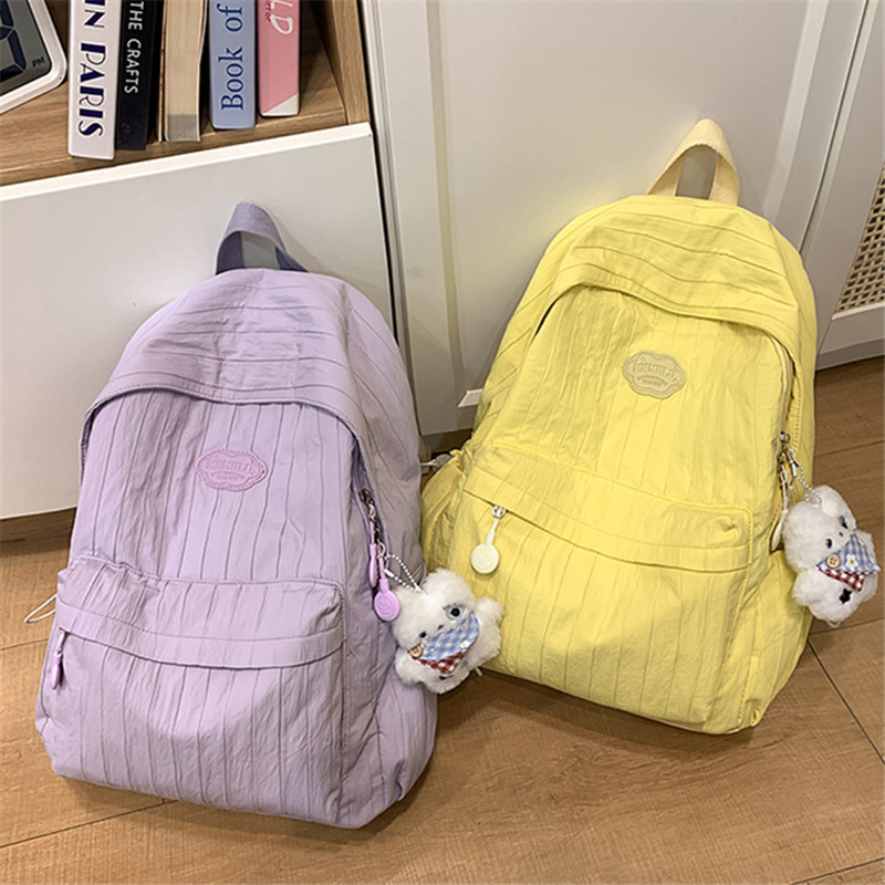 新款条纹双肩包女孩上课书包小学生一二三年级补课旅游研学背包女