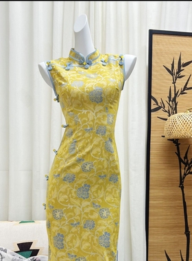 《金碧辉煌》黄色高考旗袍2025新款送考夏季无袖新中式国风气质61