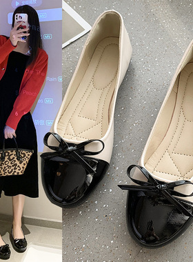 单鞋女2025年秋新款方头一脚蹬韩版时尚浅口蝴蝶结潮搭复古女鞋