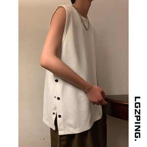 运动背心男款夏季排扣无袖t恤坎肩美式跑步训练篮球健身无袖汗衫