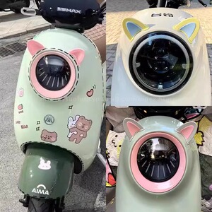 电动车猫耳朵装饰贴雅迪爱玛可爱电瓶车创意小配件头盔贴纸改造%