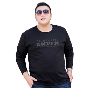 胖无忧秋冬男士商务打底衫加肥加大码潮胖子肥佬纯棉圆领长袖T恤