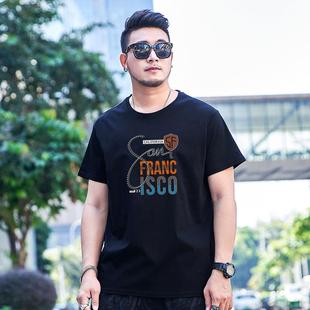 胖无忧2025夏季新款加肥加大码男士圆领短袖T恤胖人休闲百搭上衣