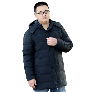 胖无忧加肥加大码中长款男装中年青年大号宽松保暖胖子羽绒服外套