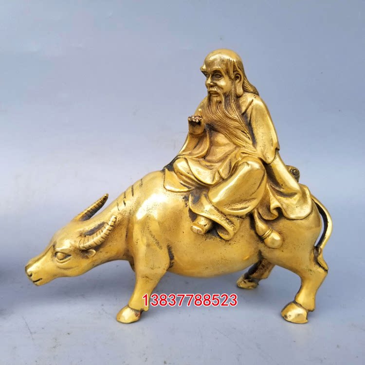新品老子骑牛铜像铜牛铜器铜雕工艺摆件教师礼品定做收藏铜器摆件