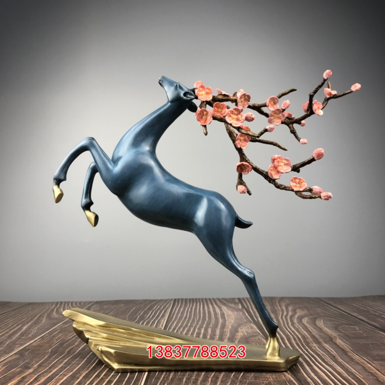 精品纯铜梅花鹿一路发财彩绘梅花鹿飞黄腾达福禄高升风水工艺摆件
