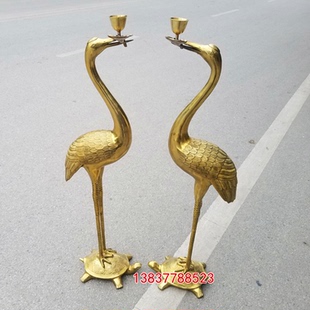 全铜龟鹤烛台龟鹤酒杯蜡台龟鹤延年铜烛台酥油灯乌龟仙鹤摆件定制