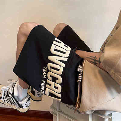 短裤男士夏季立体发泡印花直筒五分裤青少年美式百搭运动休闲短裤