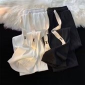 夏季 子男士 薄款 直筒速干白色男裤 2条 潮牌百搭运动休闲长裤 冰丝裤