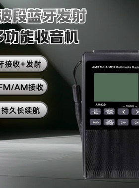 多功能便携式FM/AM全波段蓝牙发射收音机高音质立体声插卡收音机