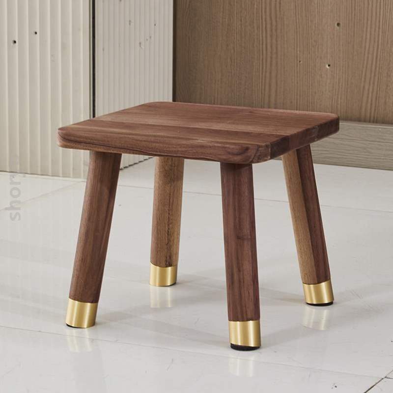 胡桃木学习方凳板凳凳子家用%北美实木客厅椅子高茶桌可叠餐凳黑