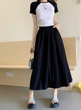 A字半身裙女夏薄款高腰显瘦裙子