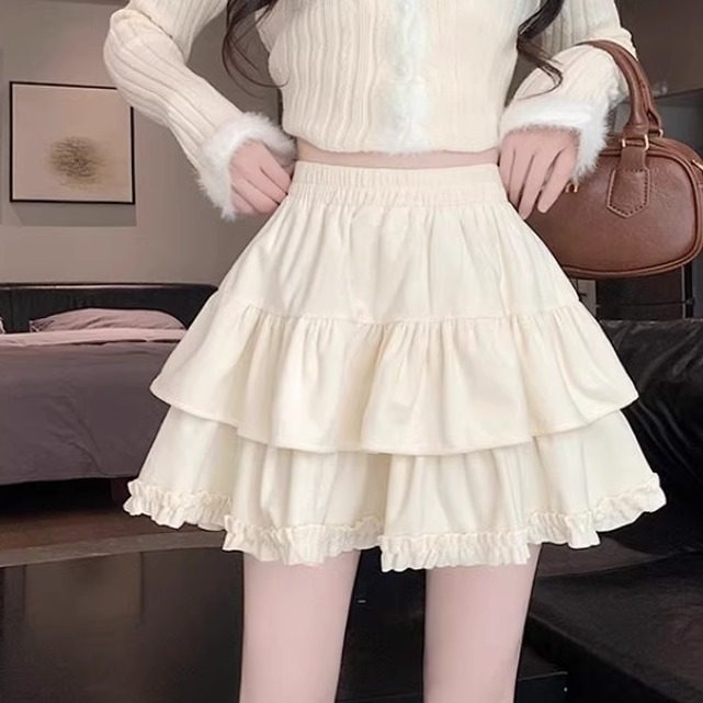 港味风格松紧防走光半身裙女春秋高腰显瘦荷叶边蛋糕短裙a字裙子,女装/女士精品,半身裙,淘宝优惠券,粉丝福利购,淘宝优惠卷