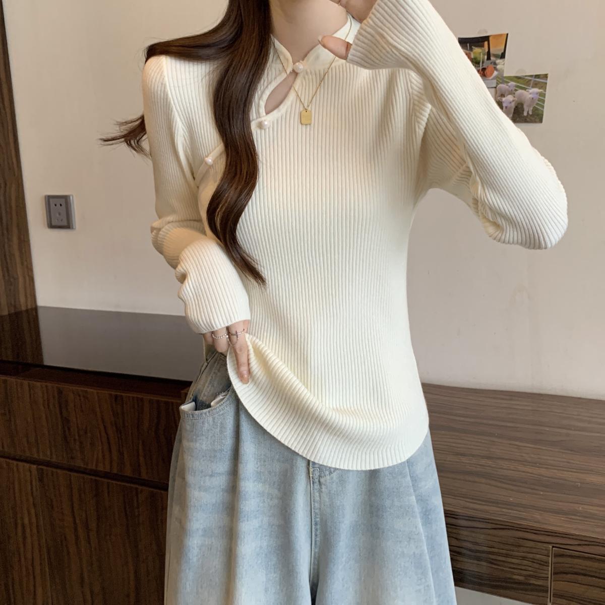 港味风格新中式国风长袖针织衫