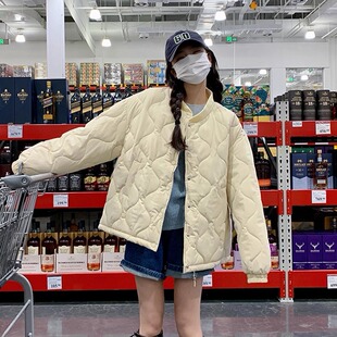 港味风格菱格棉服外套女2026新款秋冬季夹棉羽绒棉衣高级感棉袄潮