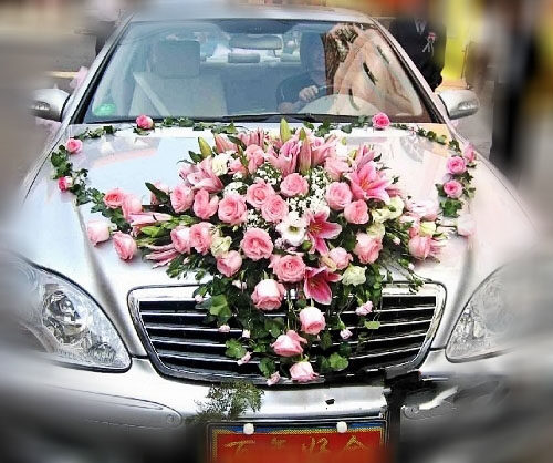 南京同城鲜花速递下关花店/心形婚礼花车婚庆花车婚车装饰/手捧花