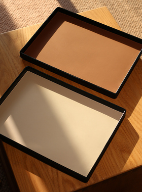 【柔禾】长方形托盘家用客厅水杯收纳盘客厅香薰化妆品家用皮质盘