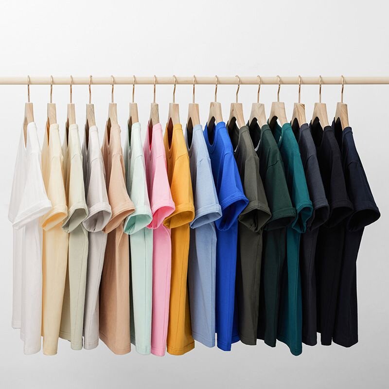 三本针 日系300G重磅t恤纯棉短袖打底衫男女纯色百搭简约情侣半袖