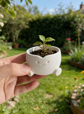 跨境新品3D打印微笑小花盆创意多肉花盆装饰家居庭院办公桌面摆件