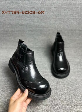 W578 英伦复古圆头切尔西靴男手抓胎牛皮高帮皮鞋大头短靴保暖男