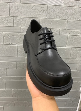 原创5cm增高通勤大头德比鞋男真皮高级感2026春黑色休闲厚底鞋潮