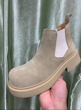 欧洲站男2024秋冬新款真皮粗跟厚底套筒短靴英伦烟筒切尔西马丁靴