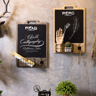 复古木板告示牌壁挂餐饮店奶茶店铺工业风墙面装饰留言板创意黑板