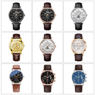 男士复古罗马刻度石英机械仿真手表模型道具高仿表假名表装饰摆件