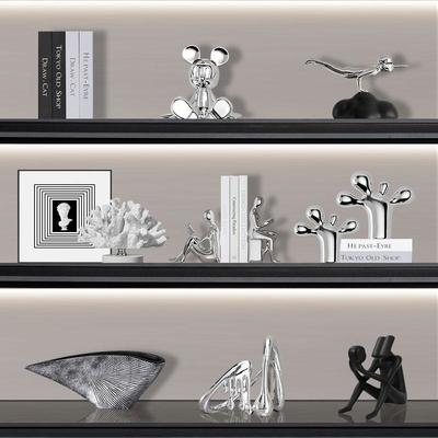 电镀银色轻奢小众电视柜摆件